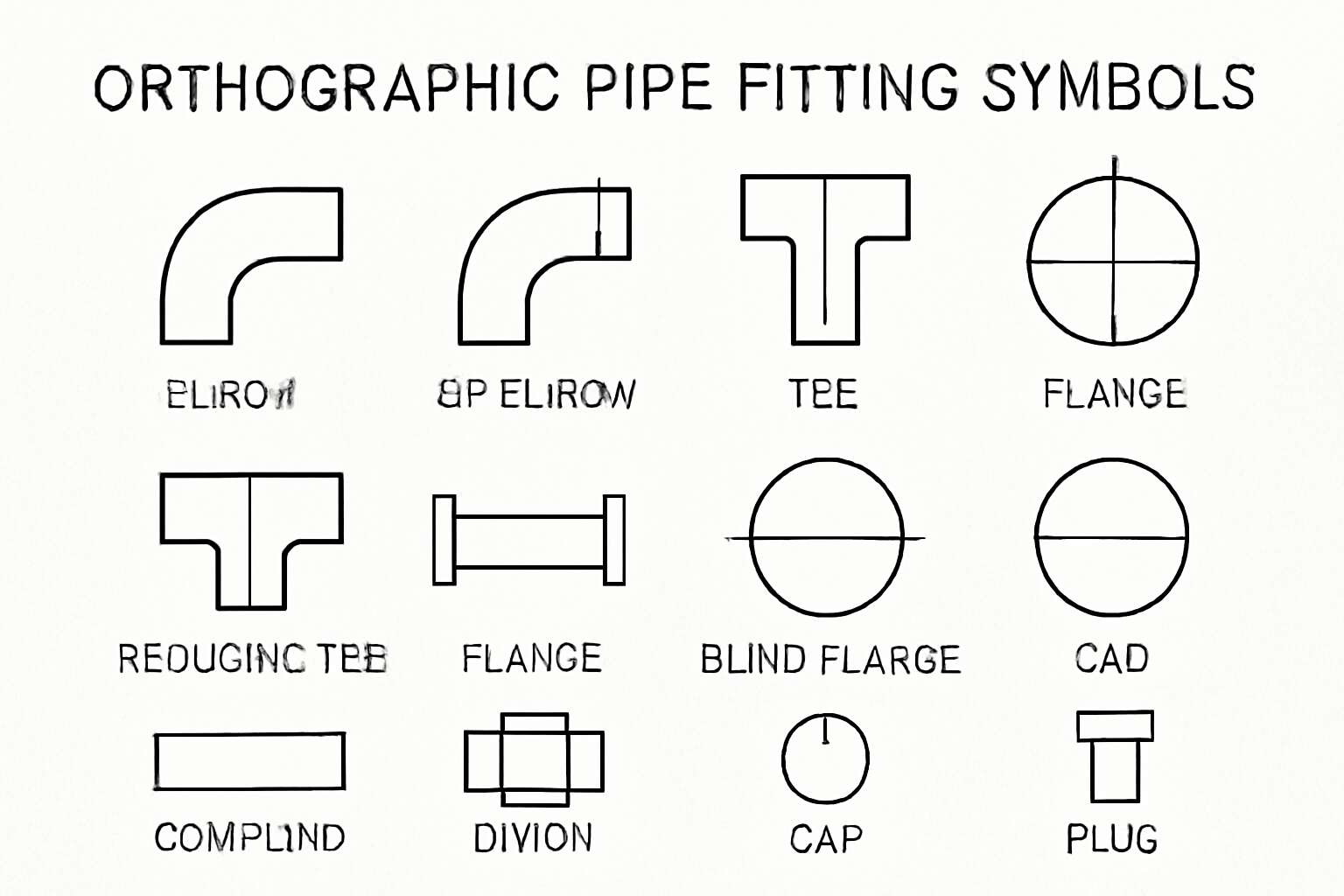 orthographic pipe fitting symbols can be drawn as