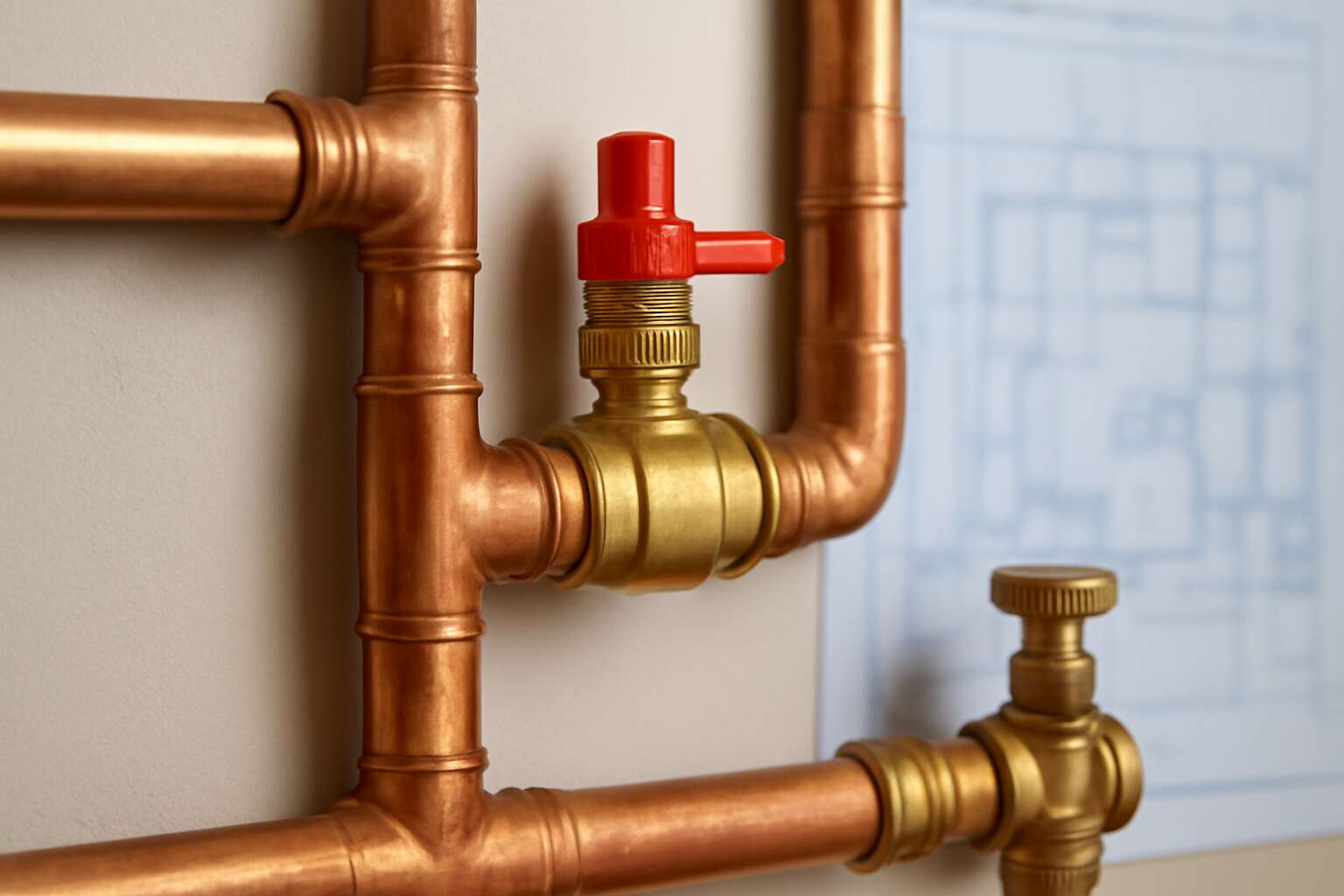pipe fitting on wall