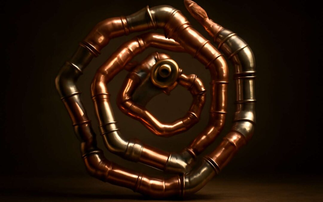 Industrial poetry in metal: pipe fitting art that bends steel into stories